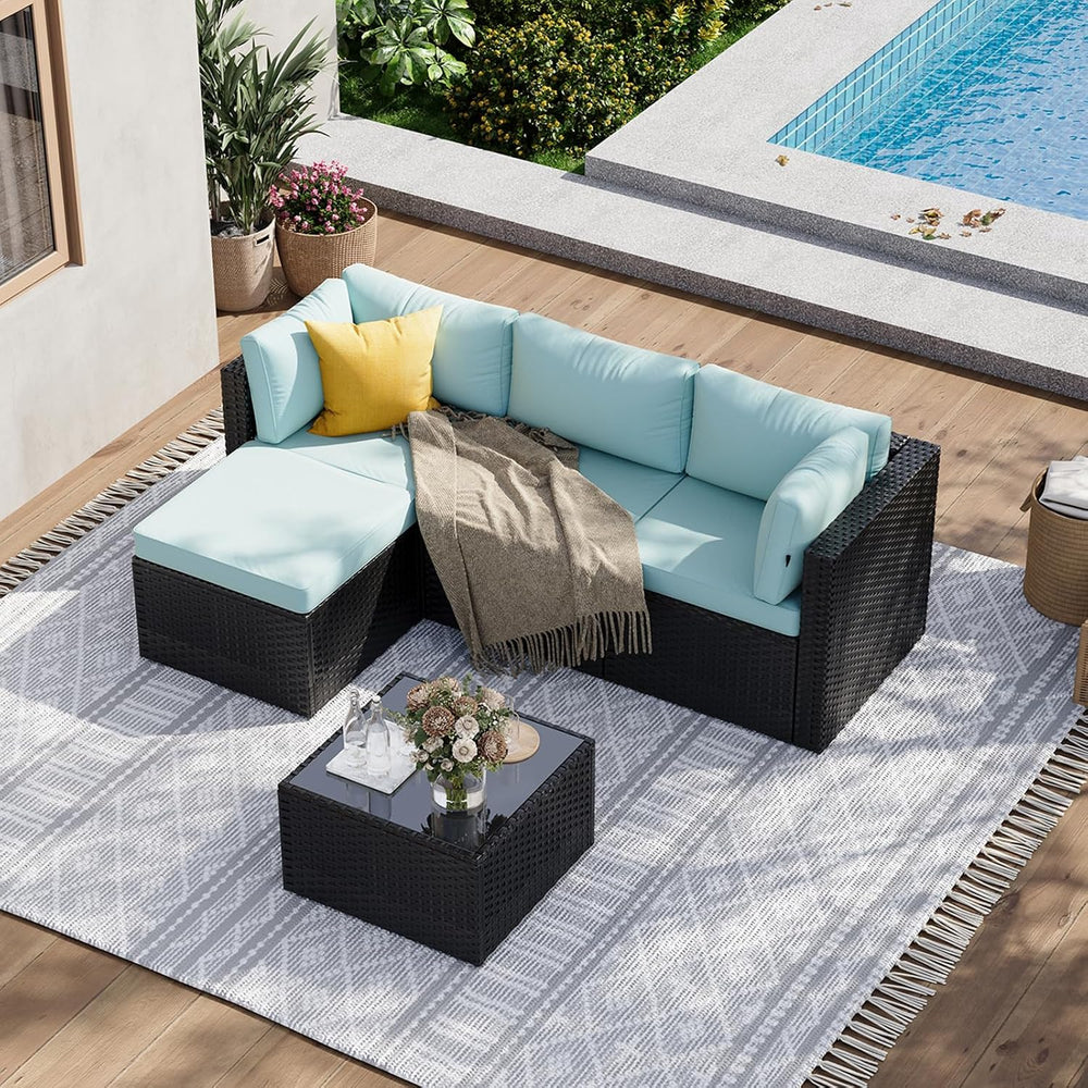 Aoxun Patio Furniture Set 5-Piece, Outdoor Sectional Sofas with Washable Cush...