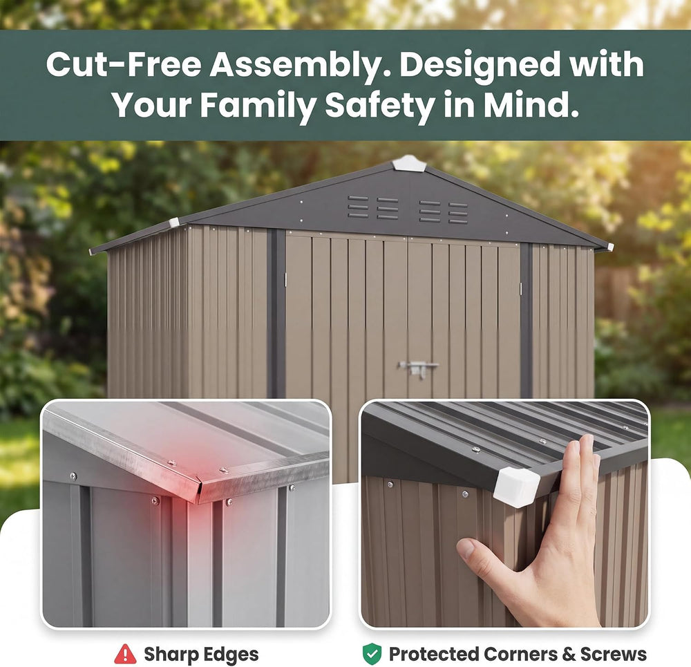 Patiowell 6x4 FT Storage Shed, Brown