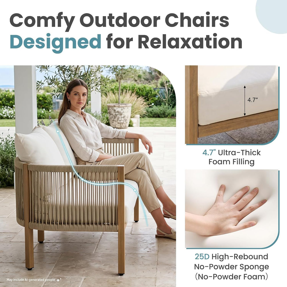 Wicker Patio Sofa Furniture Outdoor Loveseat Balcony Couch, Beige
