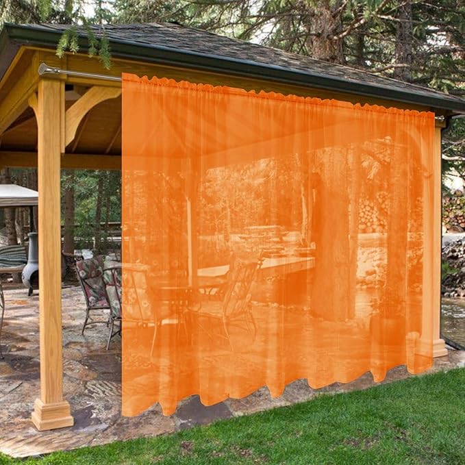 SpaceDresser Waterproof Outdoor Sheer Curtains for Patio - 2 Panels Rod Pocke...