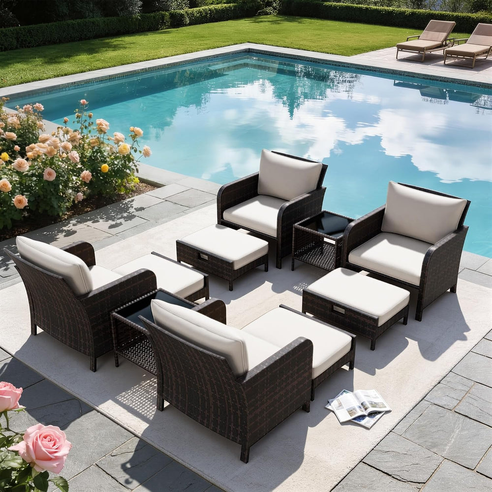 LEVELEVE Patio Conversation Set 5 Piece, Balcony Furniture Outdoor PE Rattan ...