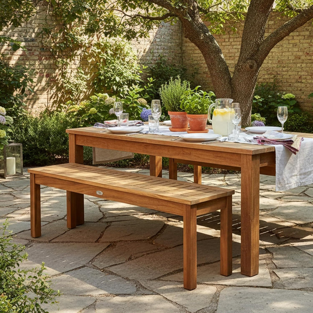Tangkula 52 Inches Acacia Wood Outdoor Bench for Dining Room, Entryway, Pools...