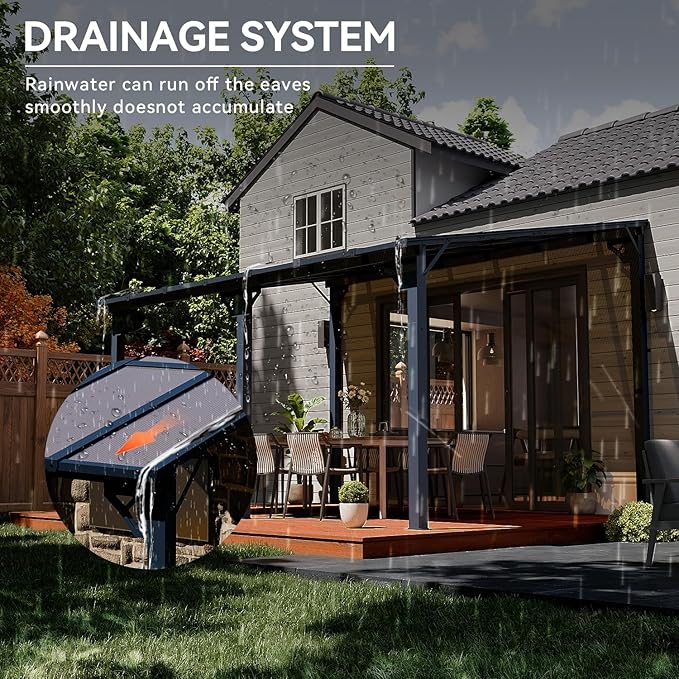 Aoxun 14'x 10' Premium Gazebo with Aluminum Top Frame & Polycarbo...