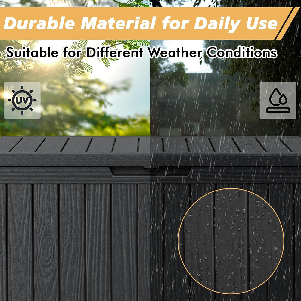 Fancyango 85 Gallon Large Outdoor Storage Deck Box Waterproof, Carbon Black