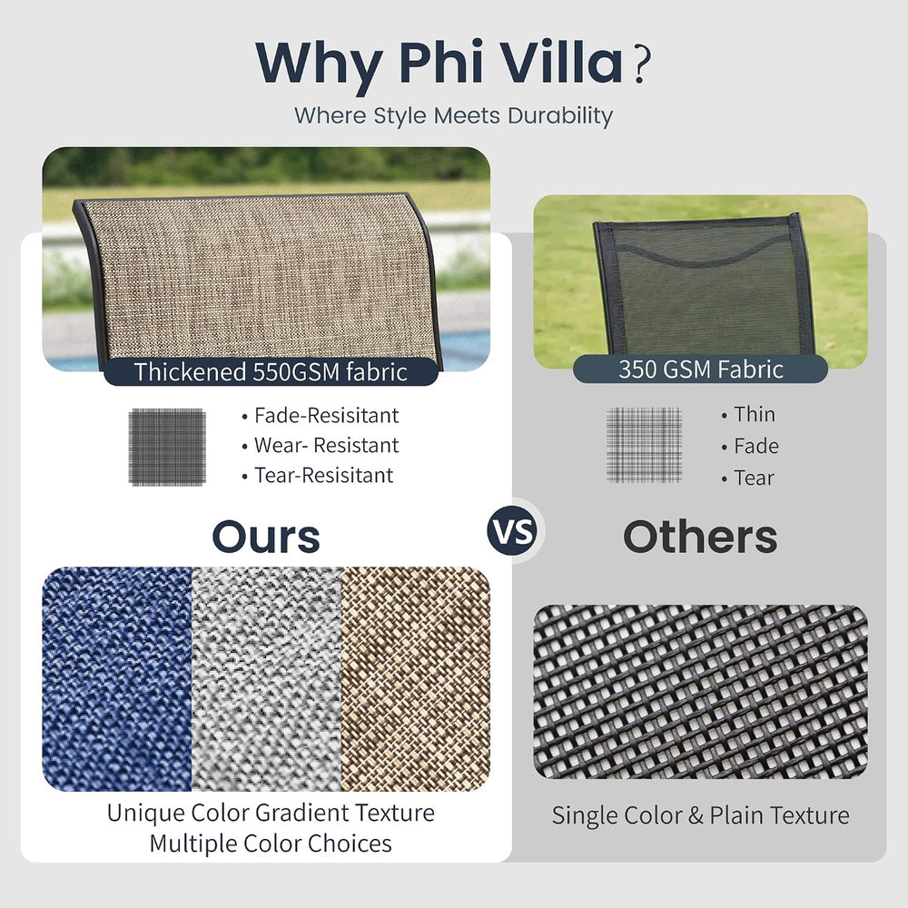 PHI VILLA Outdoor Dining Set for 8, Swivel Mesh Chairs & Square Table,Brown