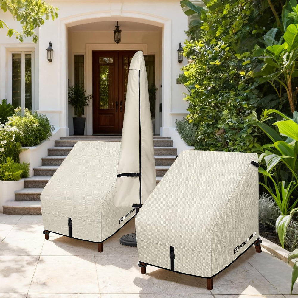 Porch Shield Waterproof Patio Chair Cover 2 Pack 34W x 37D x 36H in, Beige