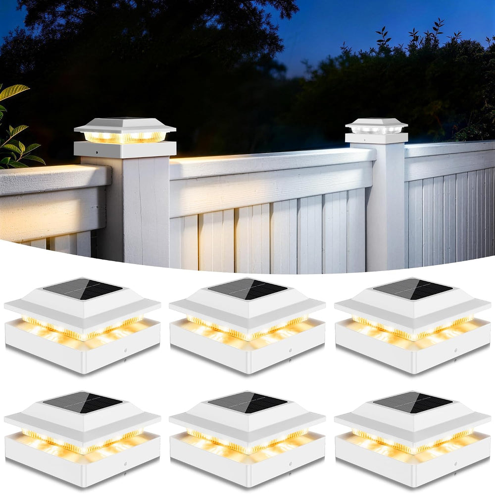 Solar Post Cap Lights for 4x4 Wood/Vinyl Posts, 6 Pack