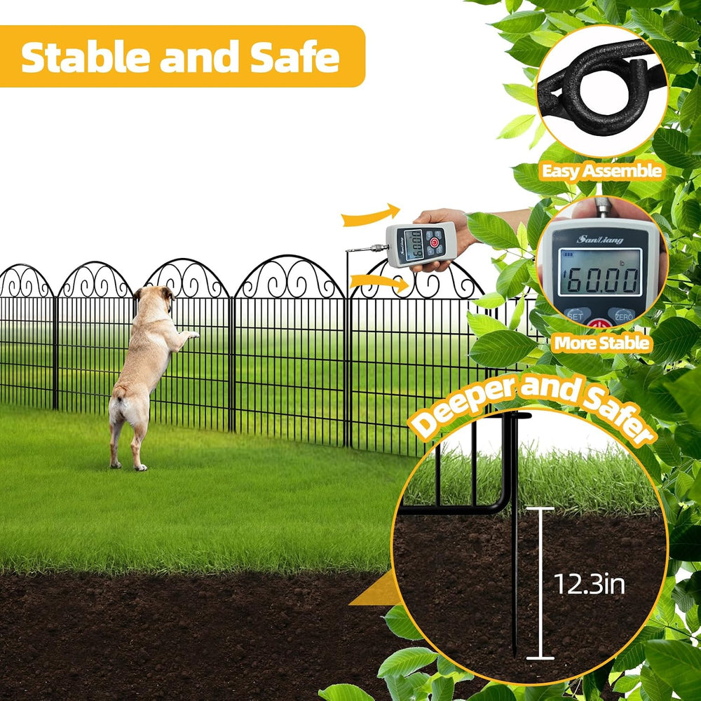 COLRASN 10 Panels No Dig Decorative Garden Dog Fence Outdoor for Yard, 33in(H...