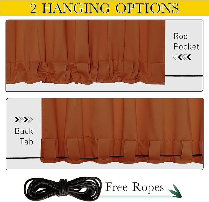 NICETOWN 2 Panels Outdoor Curtains Waterproof Fixed Grommet/Back Tab on Top &...