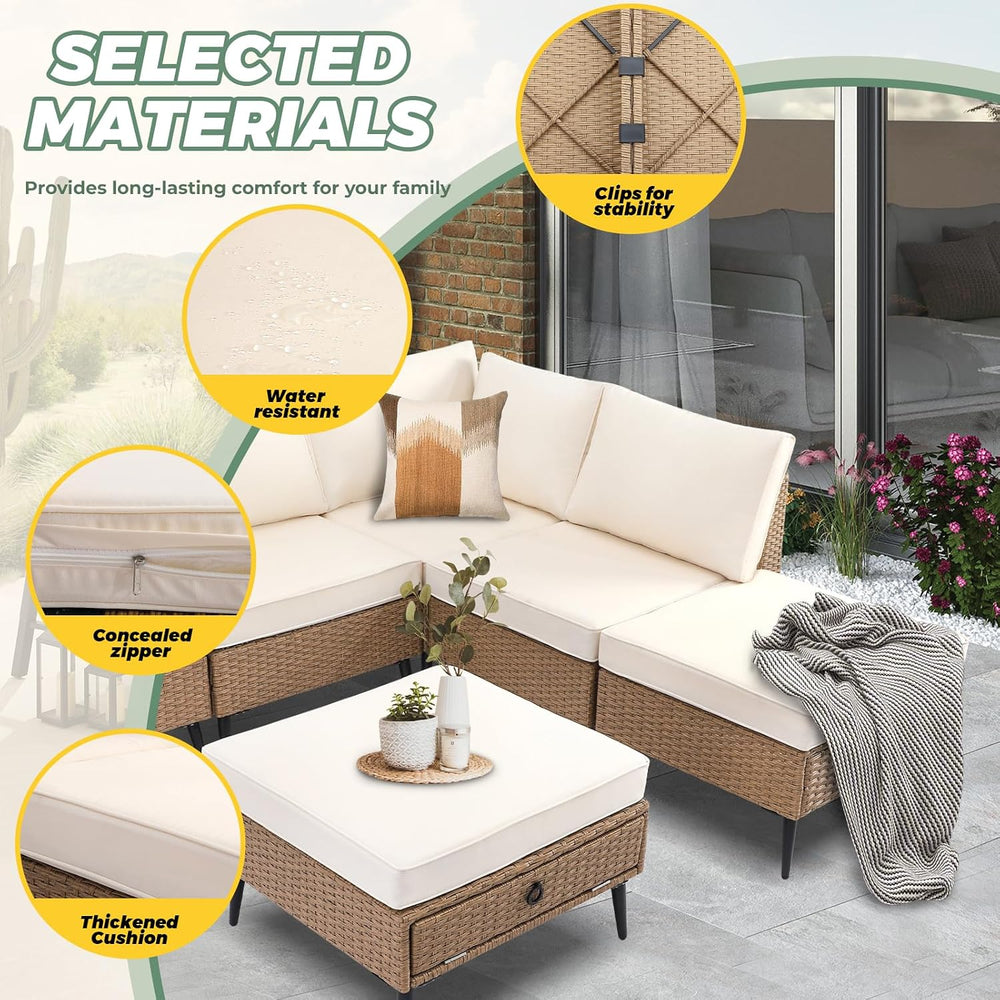 LVUYOYO 7 Pieces Outdoor Patio Furniture Set, Wicker Sectional Sofa Set