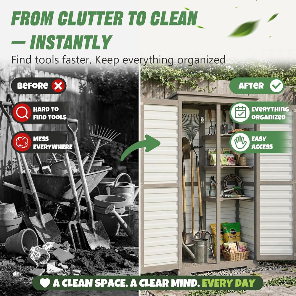 Outdoor Storage Cabinet – Store More in Less Space, Tall Vertical Garden Tool...
