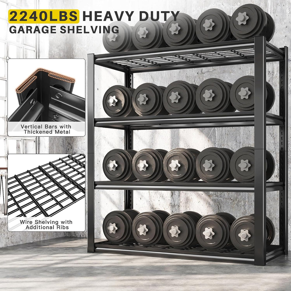REIBII 40" W Storage Shelves with Wire Mesh Panels for Garage Organization