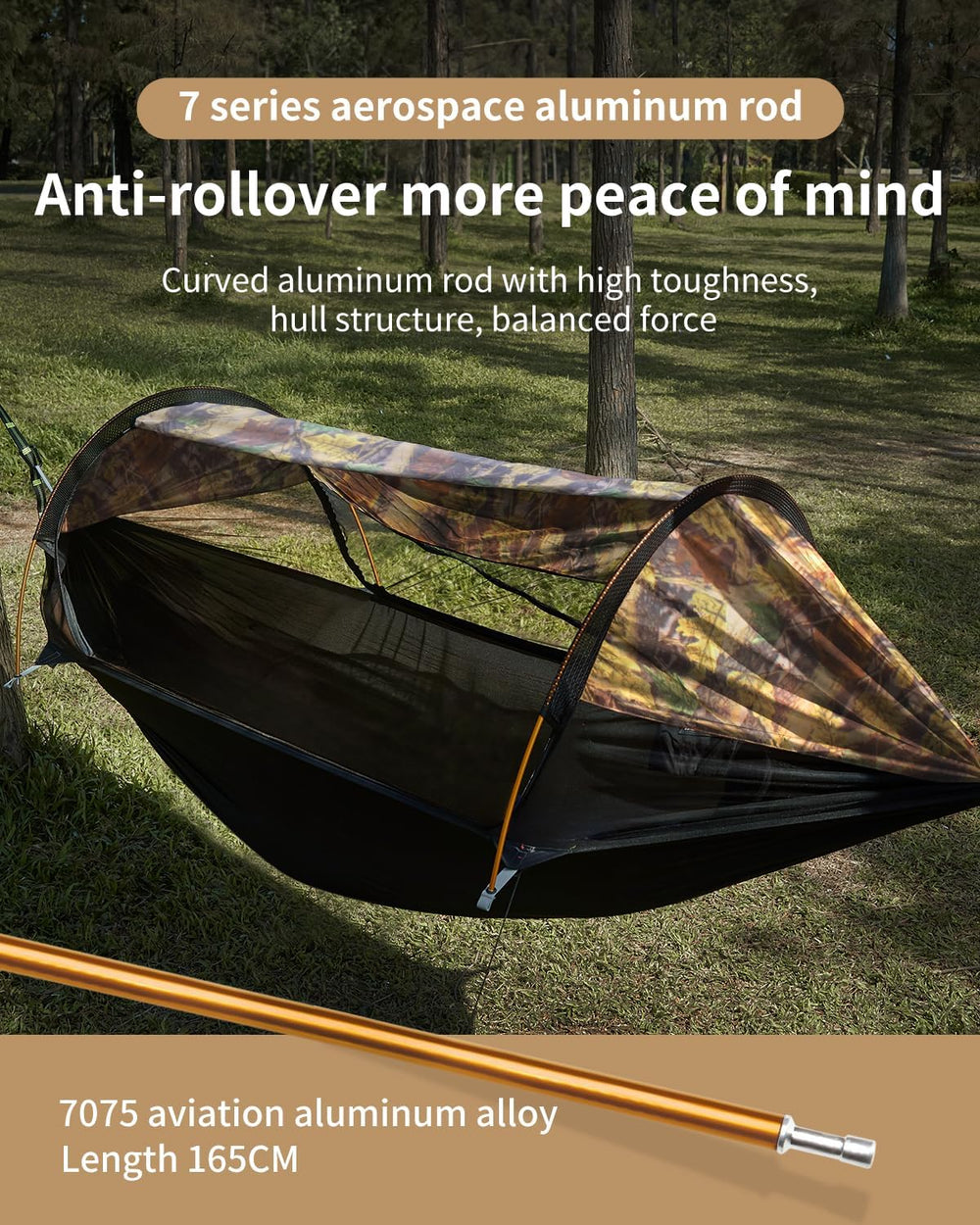 3-in-1 Camping Hammock Tent with Mosquito Net & UV Sunshade