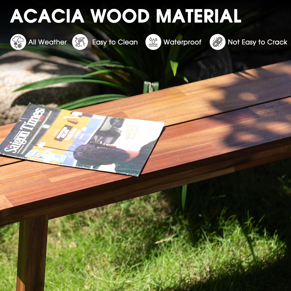 VICTORY RELAX Solid Wood Bench - Minimalist Design, Acacia Wood Construction,...