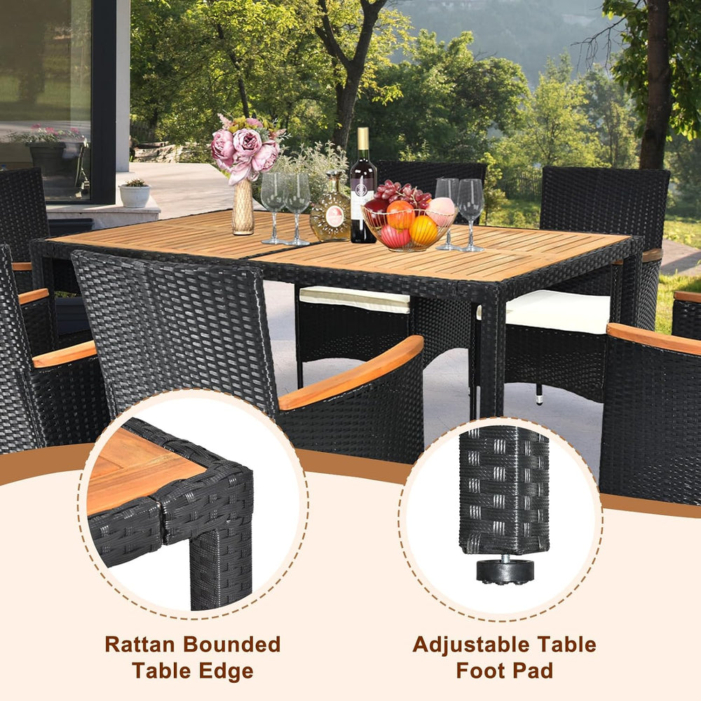 VINGLI 7 Pieces Patio Dining Set, Wicker Outdoor Dining Set for 6 Patio Furni...