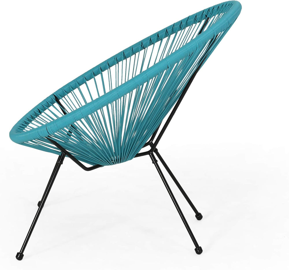 GDFStudio Noble House Anson Outdoor Hammock Weave Chair in Teal and Black (Se...