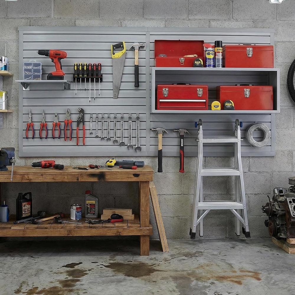 Slatwall Panel 4x8FT, Garage Slat Wall Storage Systems Durable and Sturdy, Ea...