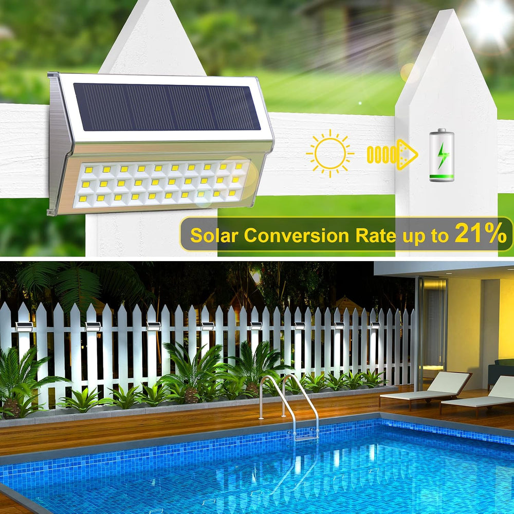 ROSHWEY Solar Deck Lights, Suitable for Fence Step Stair-Cool White-10Pack