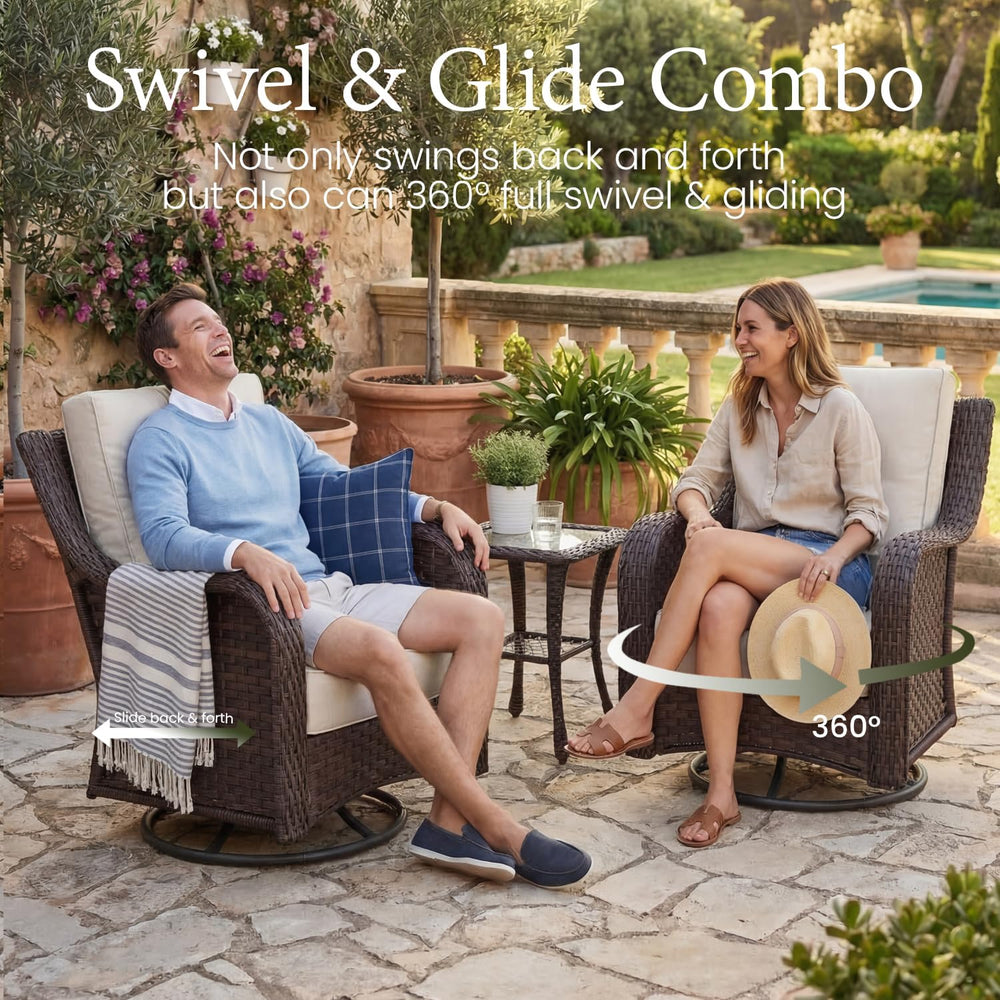 LayinSun 10 Piece Wicker Outdoor Furniture Set with 6-inch Comfy Cushions
