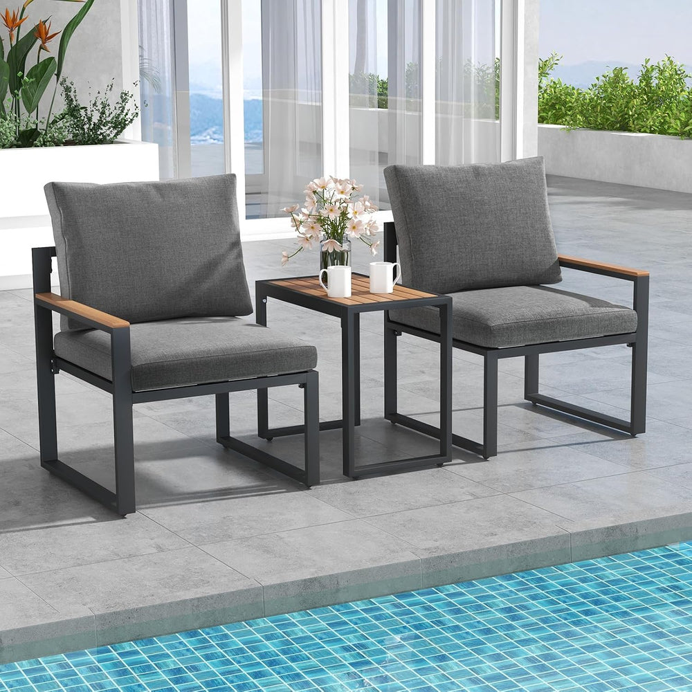 Tangkula 3 Pieces Patio Furniture Set, Aluminum Frame Weatherproof Outdoor Co...