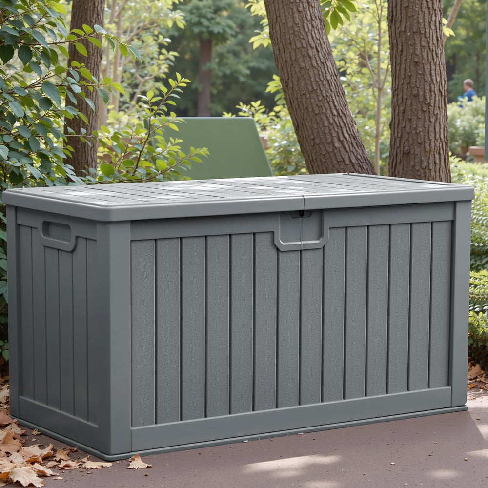 Greesum 230 Gallon HDPE Outdoor Storage Box with Removable Dividers, Weatherp...