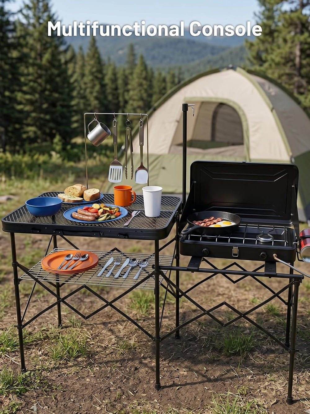 TIMBER RIDGE 56" Portable Camp Kitchen Station Folding Outdoor Grill Table