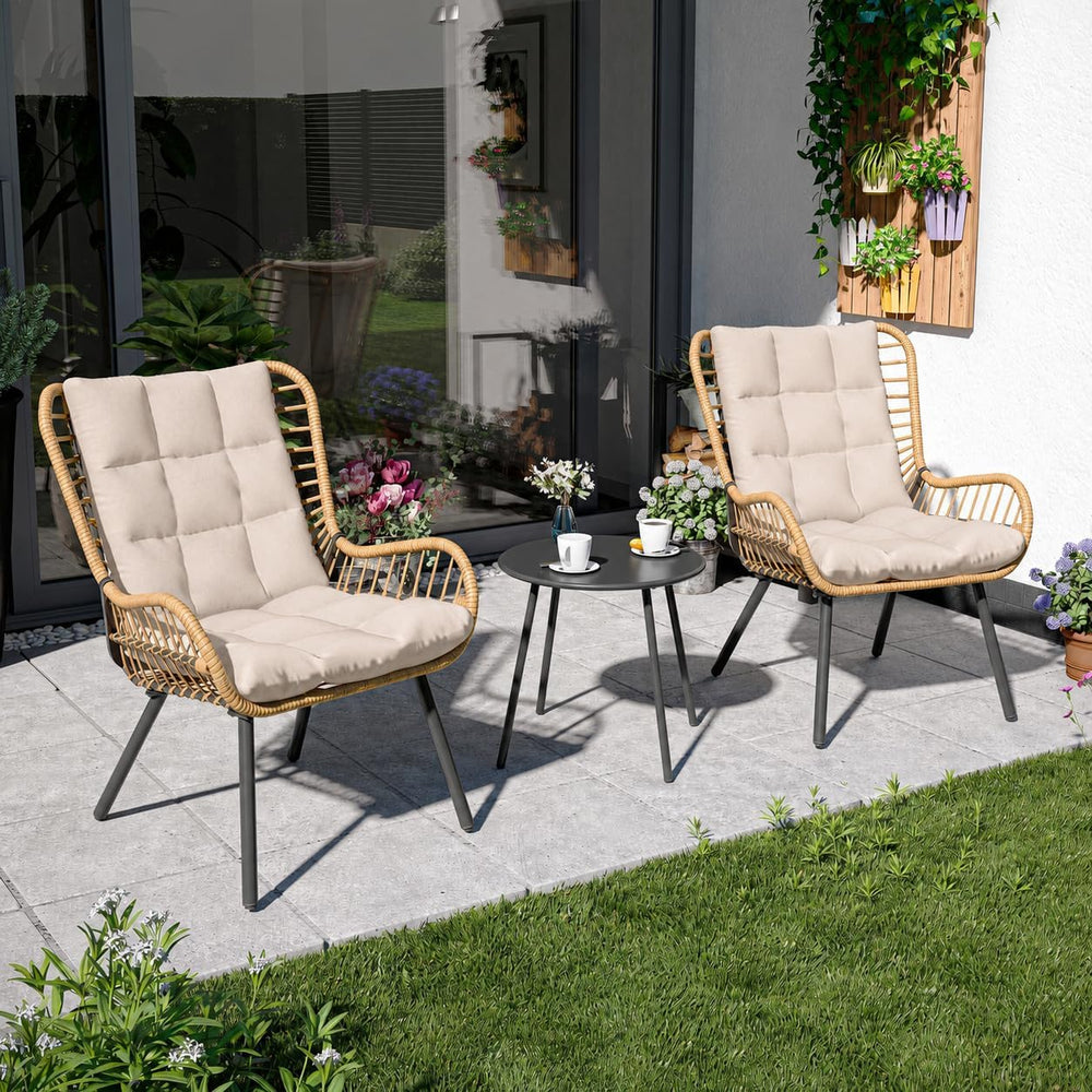 LAUSAINT HOME 3 Piece Outdoor Bistro Set, Small Patio Furniture Set with Coff...