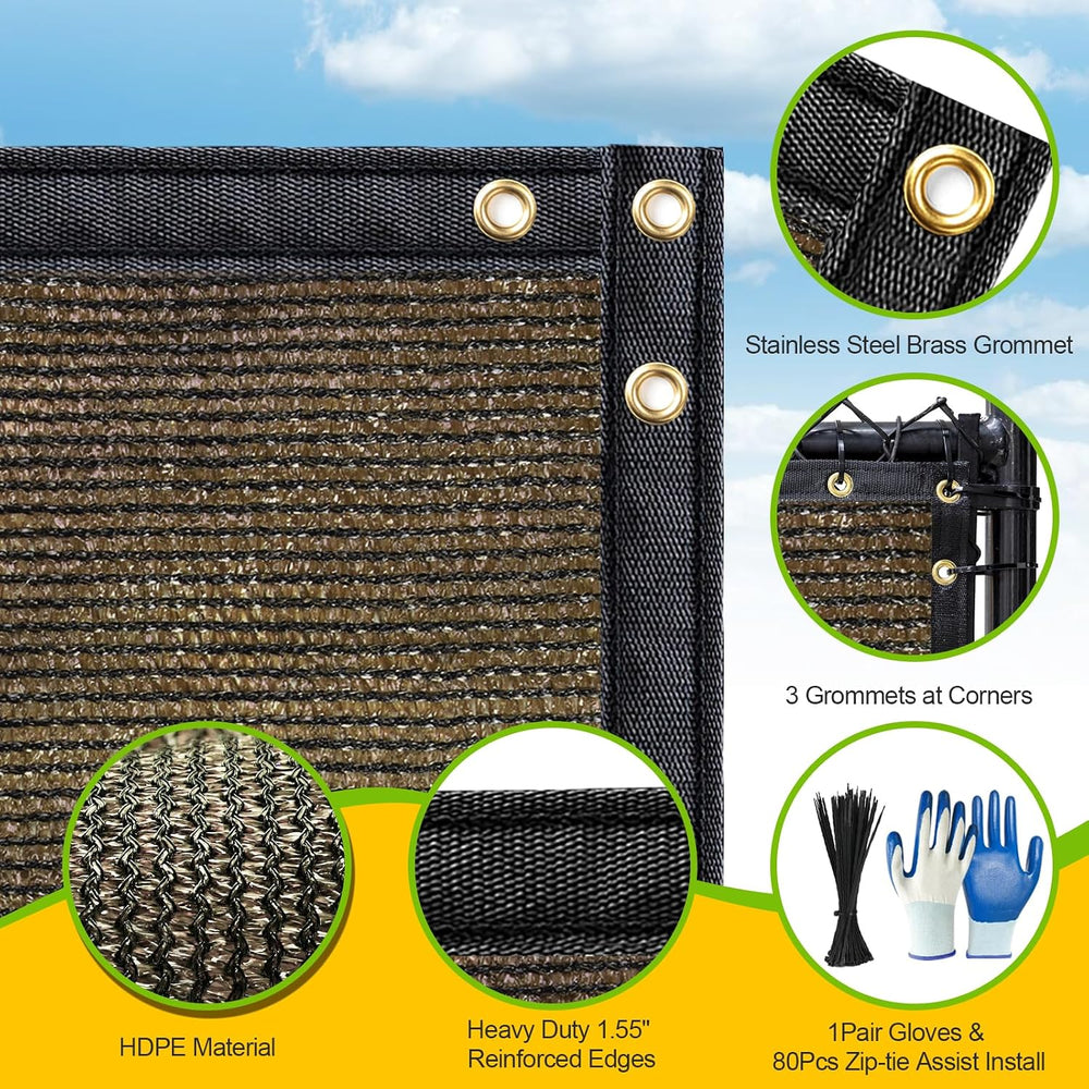 Privacy Fence Screen,with Gloves, 4X50FT Heavy Duty 220GSM 98% Blockage Priva...