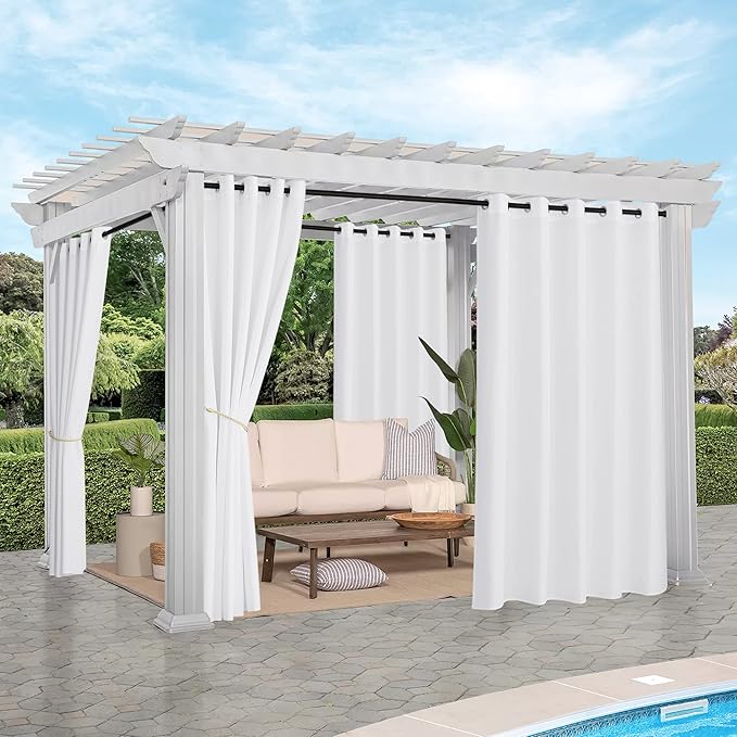 NICETOWN Canvas Outdoor Curtains for Patio Waterproof Extra Wide, Rustproof G...