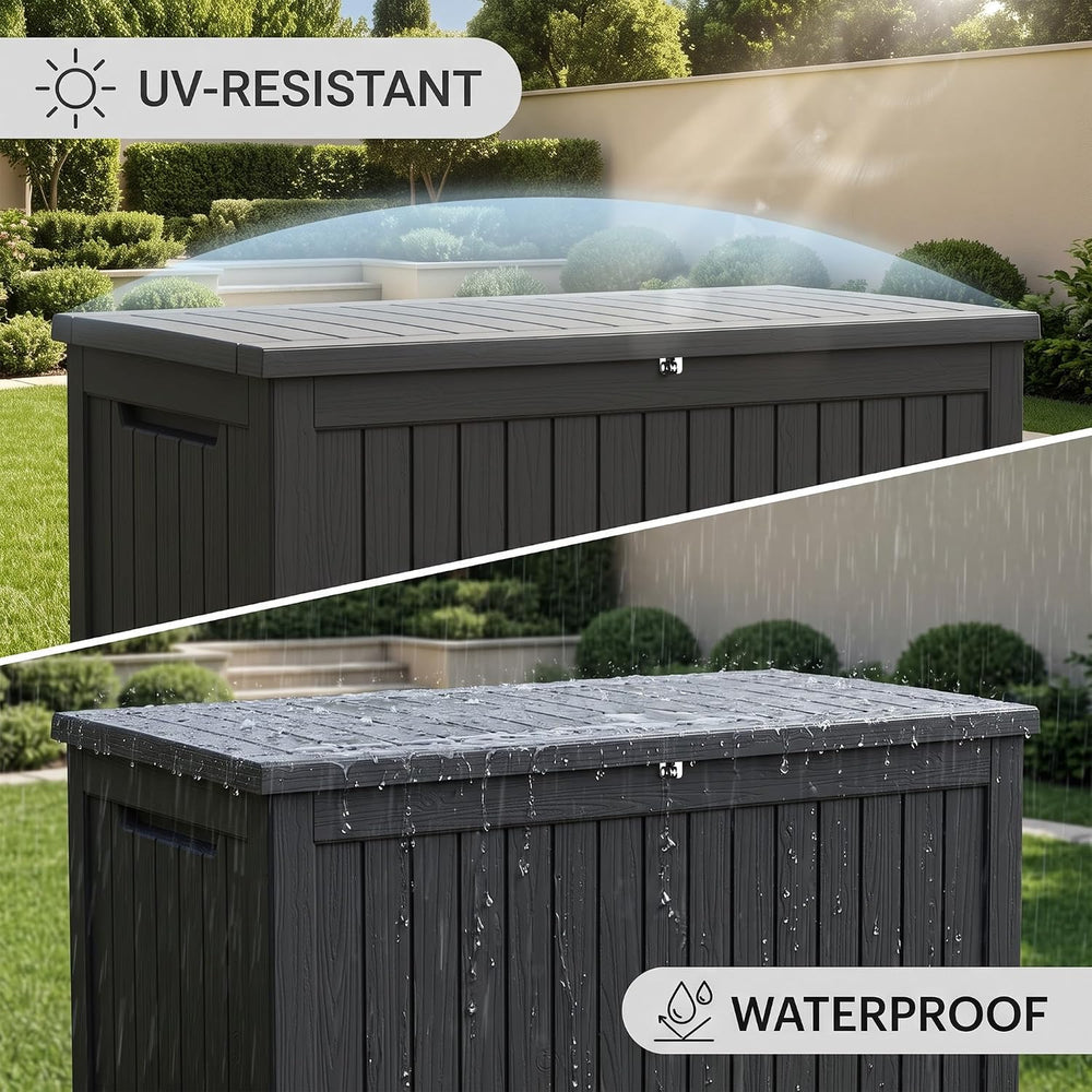 200 Gallon Resin Deck Box, Lockable Patio Outdoor Storage Box for Furniture, ...