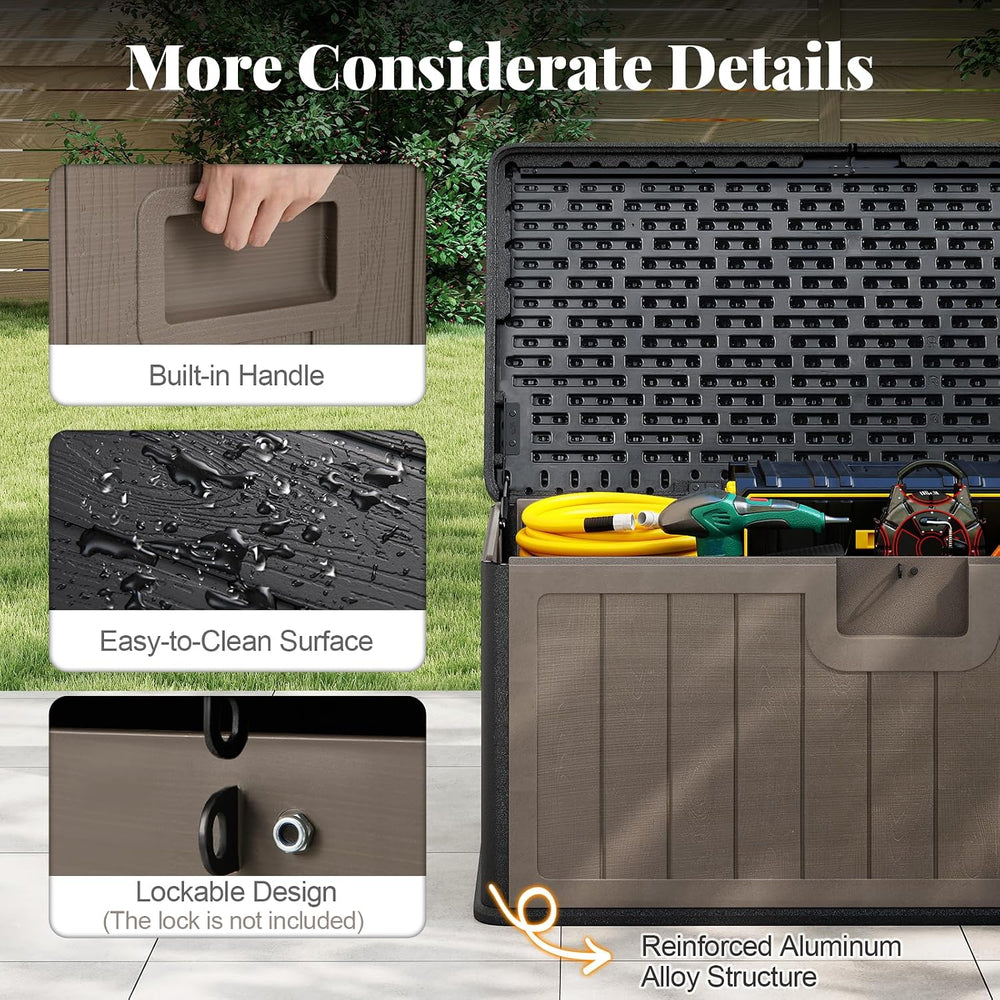 HAPPYGRILL 100 Gallon Outdoor Storage Deck Box with Lockable Design