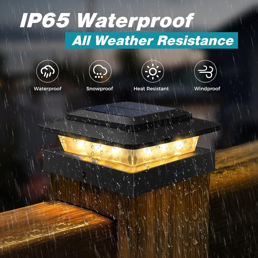 kolpop 4x4 Solar Post Cap Lights Outdoor 12Pack- 3 Color Temperatures& 2 ...