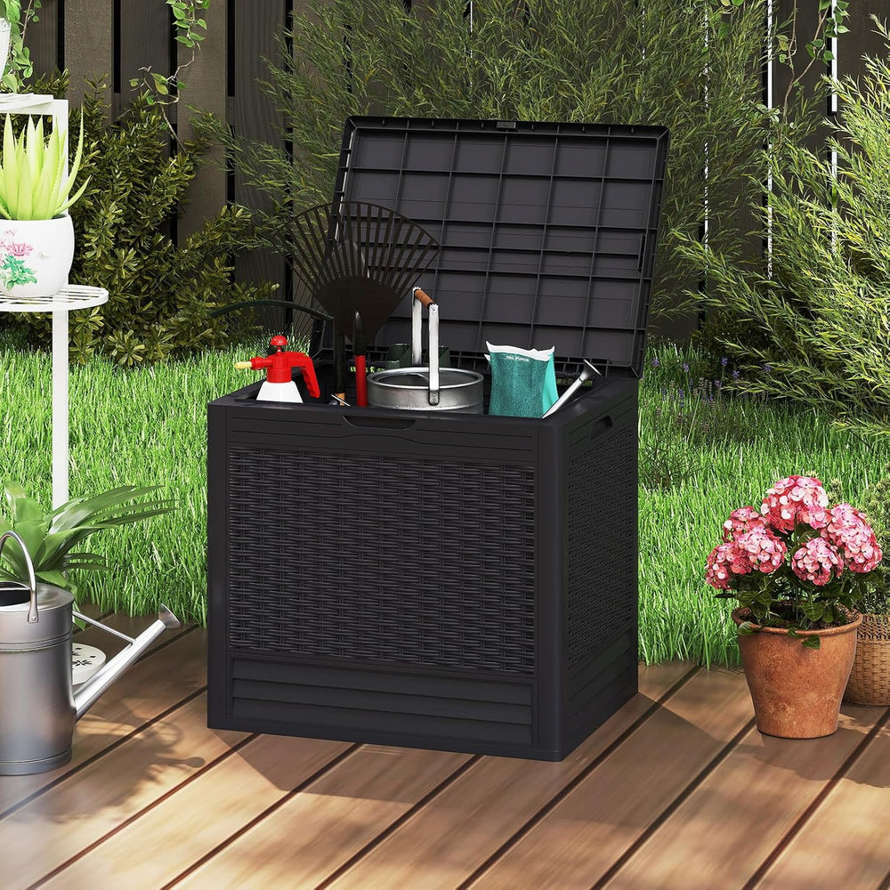Tangkula 25 Gallon Waterproof Outdoor Storage Box with Lockable Lid
