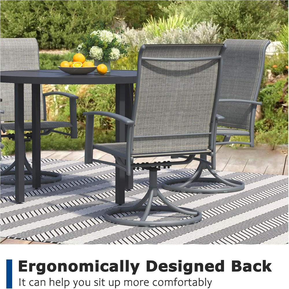 Patio Swivel Chairs Set of 2, Outdoor Swivel Chairs with Armrest, High Back P...