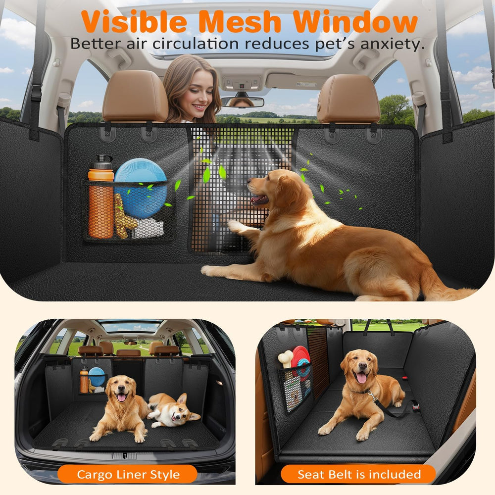 URPOWER Hard Bottom Dog Car Seat Cover for Back Seat, PU Leather Hammock