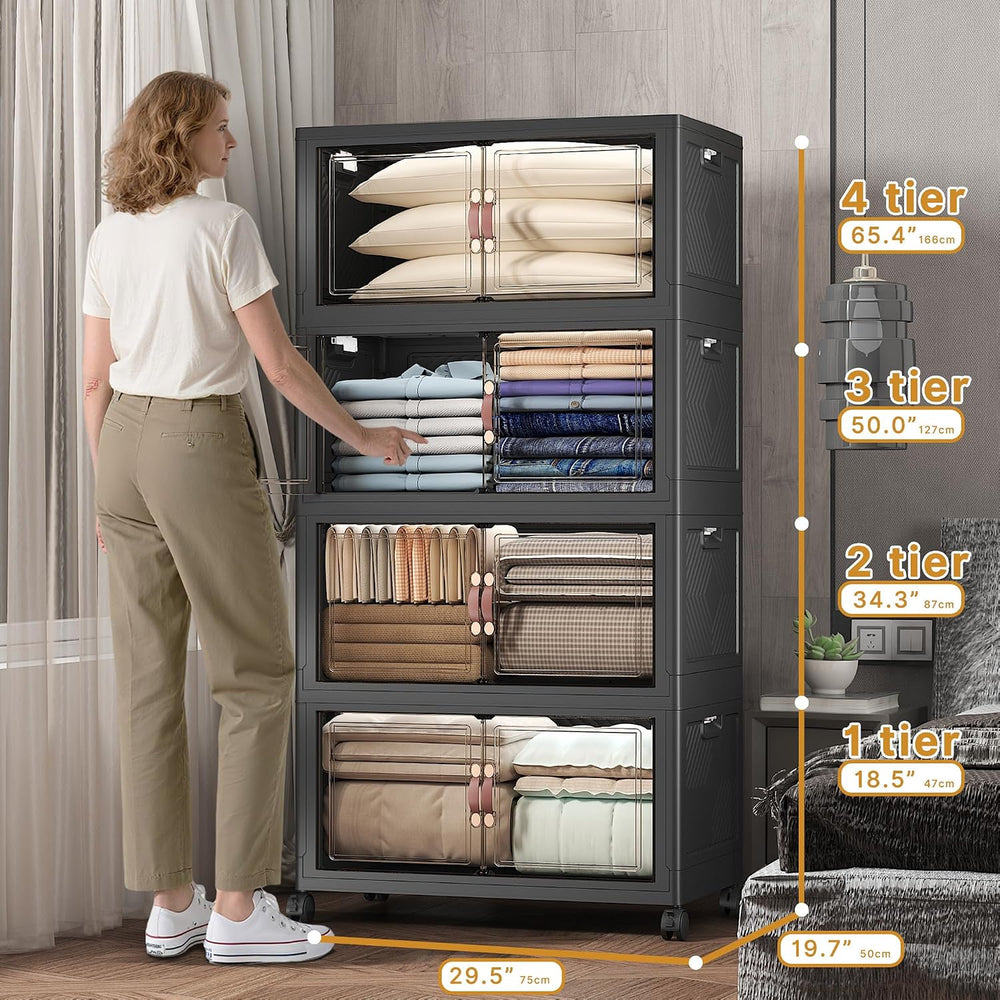 672QT Stackable Storage Bins with Lids,Doors & Wheels