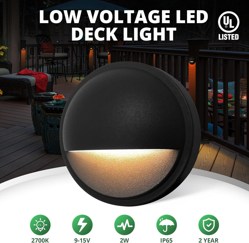 GKOLED 12 Pack Low Voltage LED Deck Lights, Landscape Step Lights Fixtures, 2...