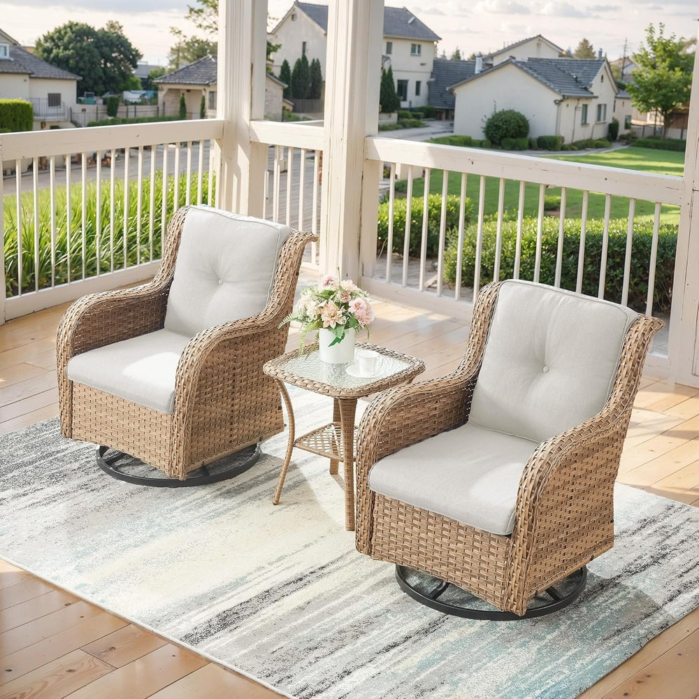 Belord Small Outdoor Side Table - 50 LBS Weight Capacity Wicker Side Table wi...