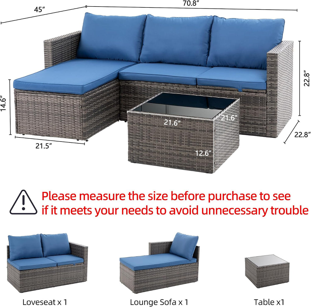 Shintenchi Outdoor Sectional Patio Furniture Set 4-Piece, All-Weather PE Ratt...