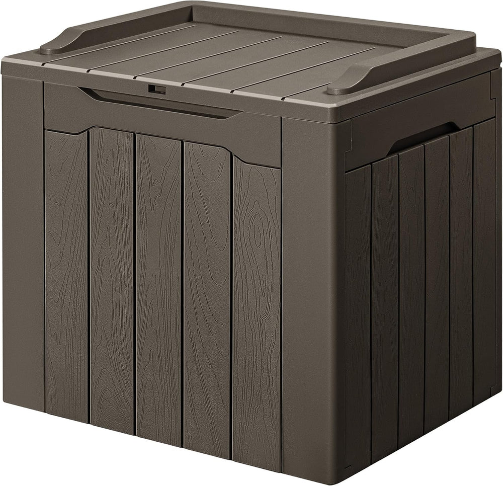 GUNJI 30 Gallon Small Deck Box Outdoor Waterproof Resin Storage Box Lockable ...