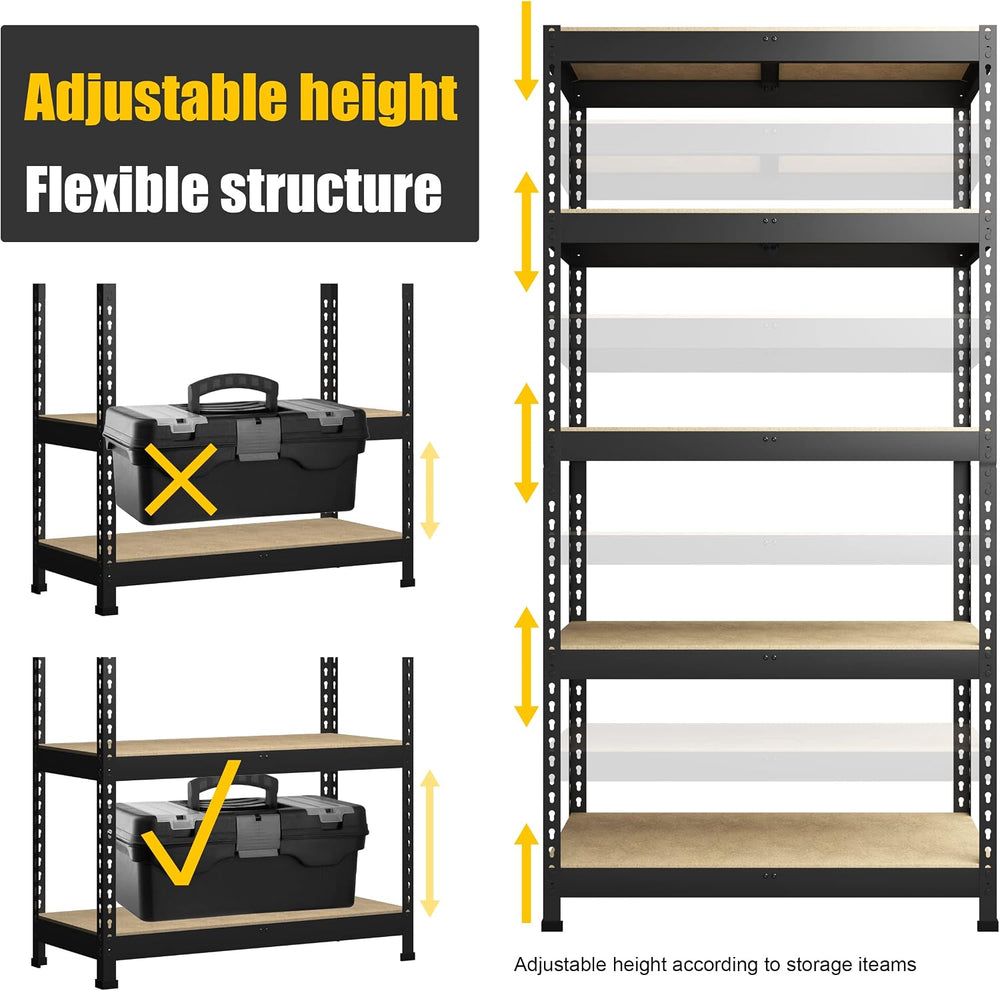 PrimeZone 71" H Storage Shelves, 5 Tier Adjustable Metal Shelf for Garage