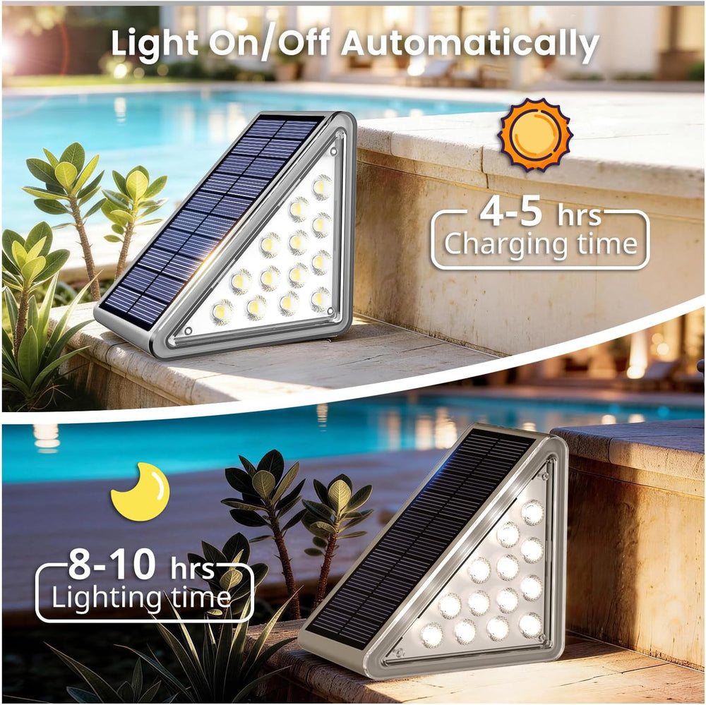 JEJOT 6 Pack Solar Step Lights Outdoor Waterproof, Solar Stair Lights,Gray