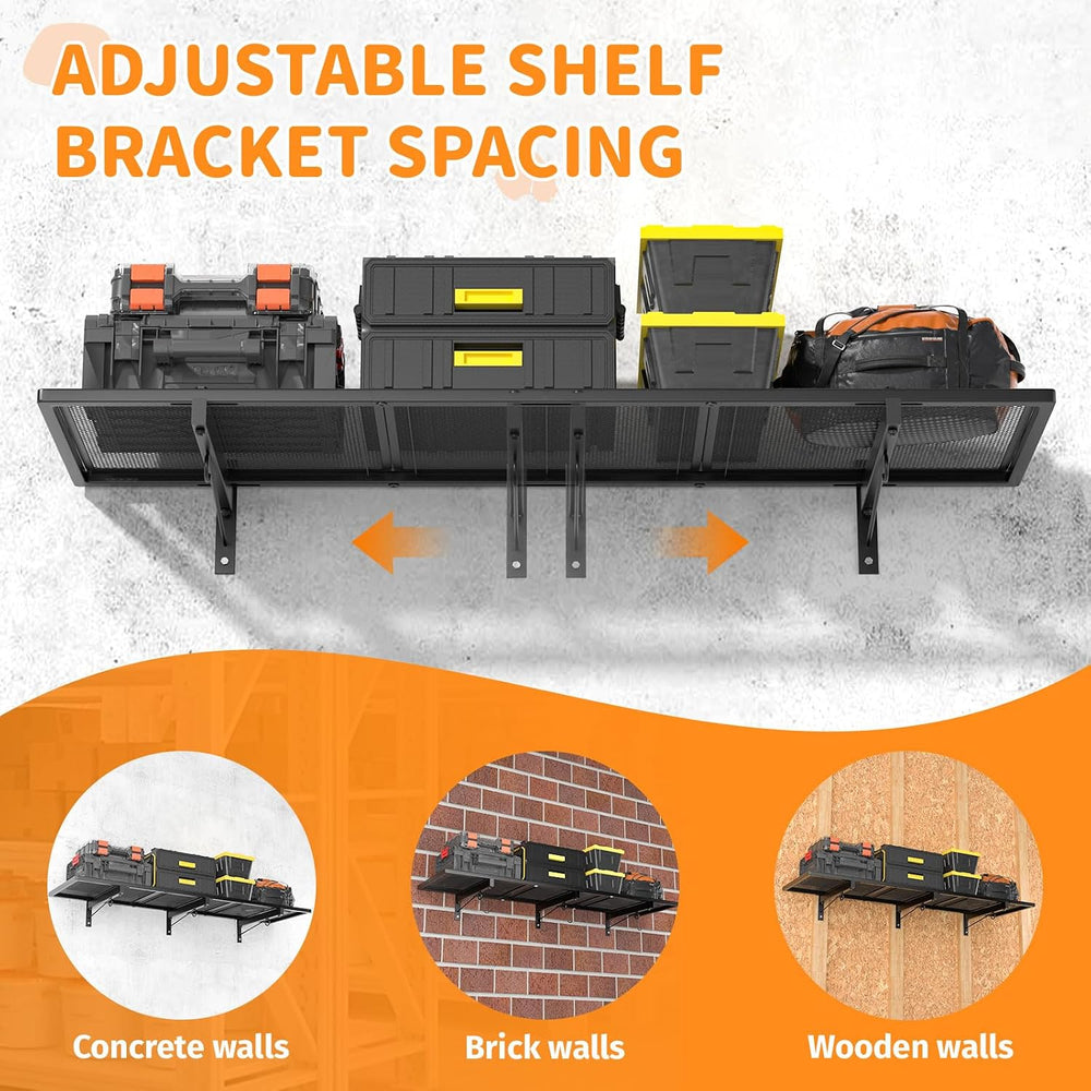 2 Pack Garage Wall Shelving, 1x3.85ft Heavy Duty Garage Shelving Wall Mounted...