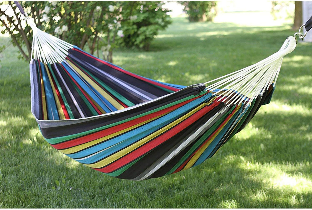 Vivere Brazilian Style Double Outdoor Cotton Hammock with Carry Bag, Cayo Reef
