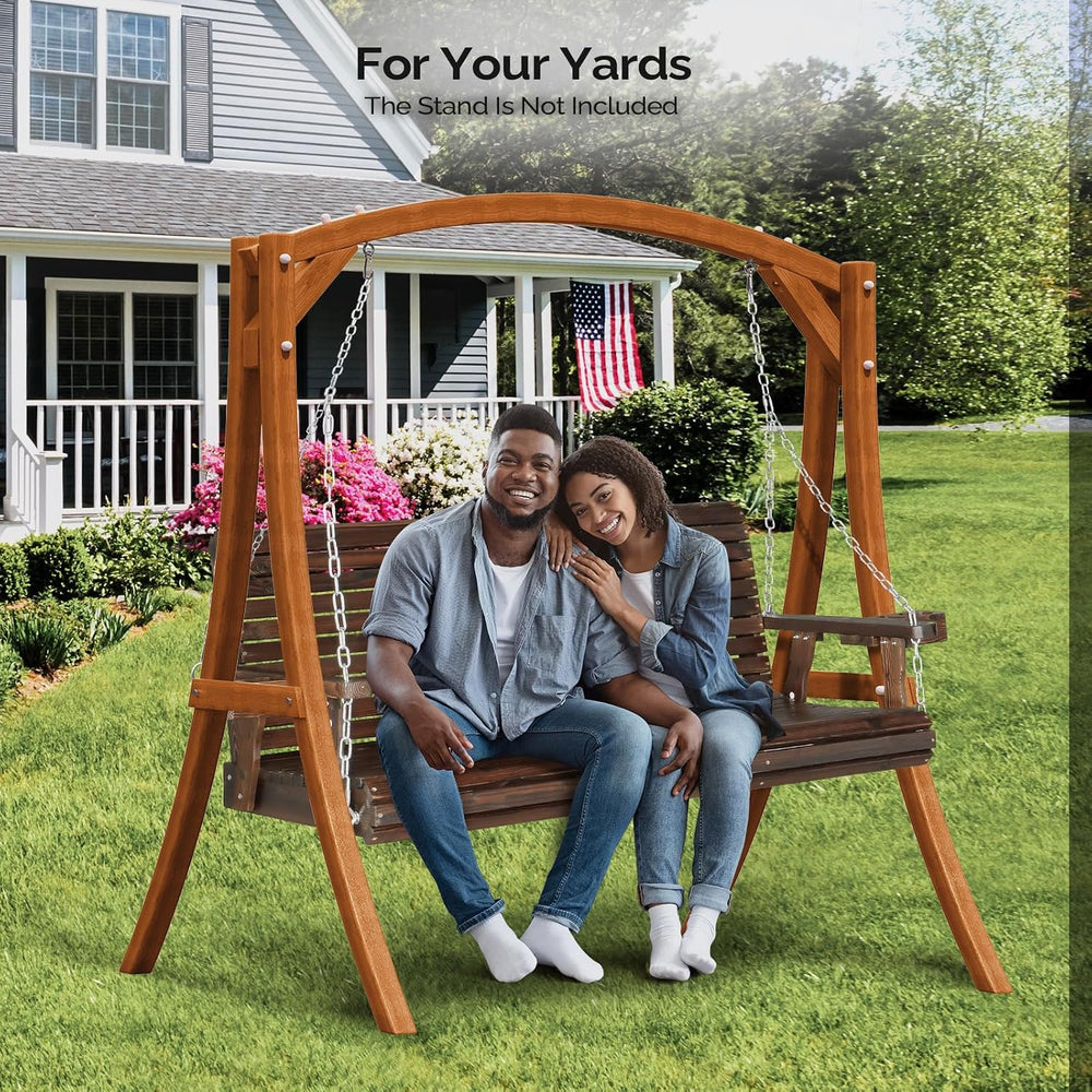 VINGLI XL 5 FT Pro Wooden Porch Swing with Cup Holders, 880 LBS, Rustic