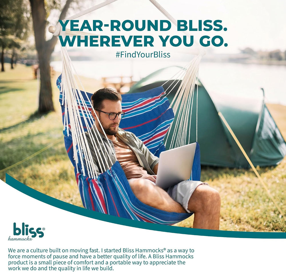 Bliss Hammocks Hammock Chair, Collapsible Spreader Bar, Patriotic Stripe