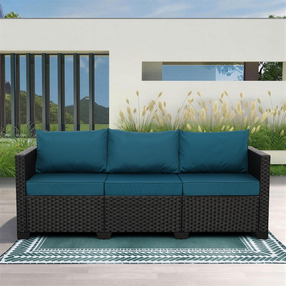 Rattaner Outdoor Furniture Outdoor Couch Patio Furniture 3-seat Sofa Deep Sea...
