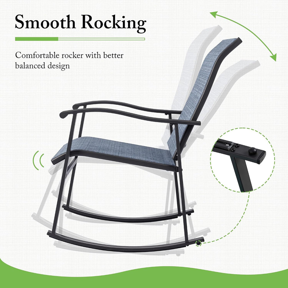 Shintenchi Rocking Chair Outdoor with Table, 3 Piece Rocking Patio Bistro Set...