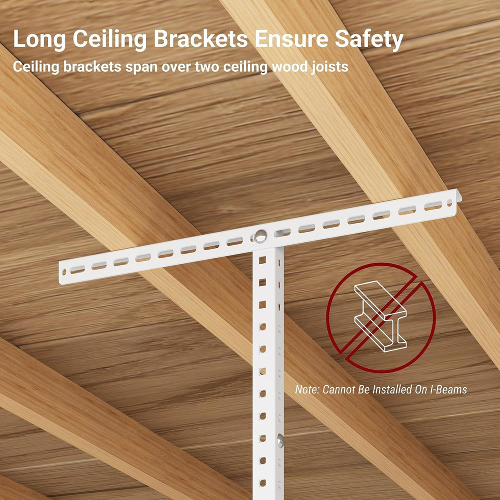 2x8ft Overhead Ceiling Garage Storage Rack, 400LBS Capacity, White