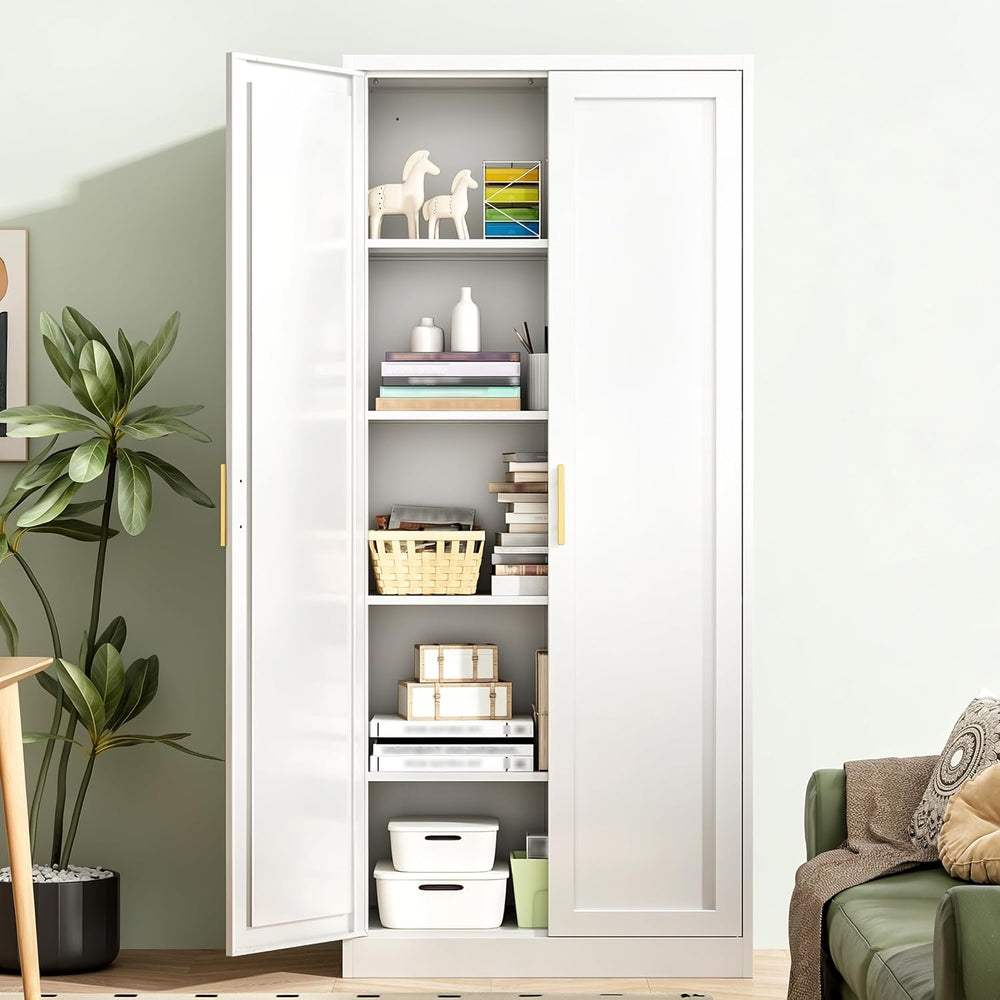 71" Tall Pantry Cabinet, Metal Kitchen Pantry Storage Cabinet with 2 Doors
